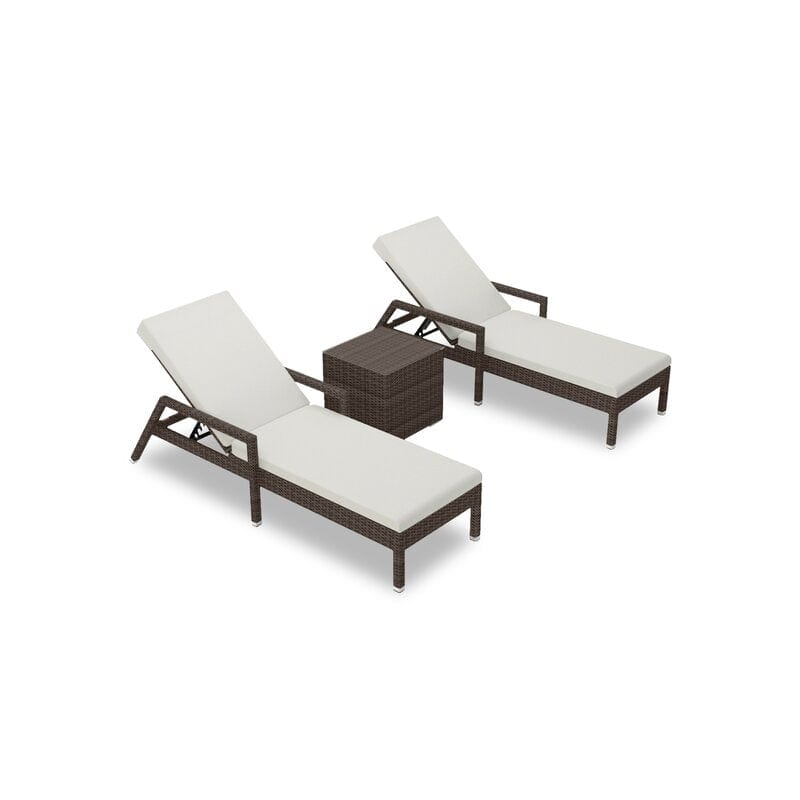 Dreamline Outdoor Furniture Poolside Lounger With Cushion (Set of 2) And 1 Side Table