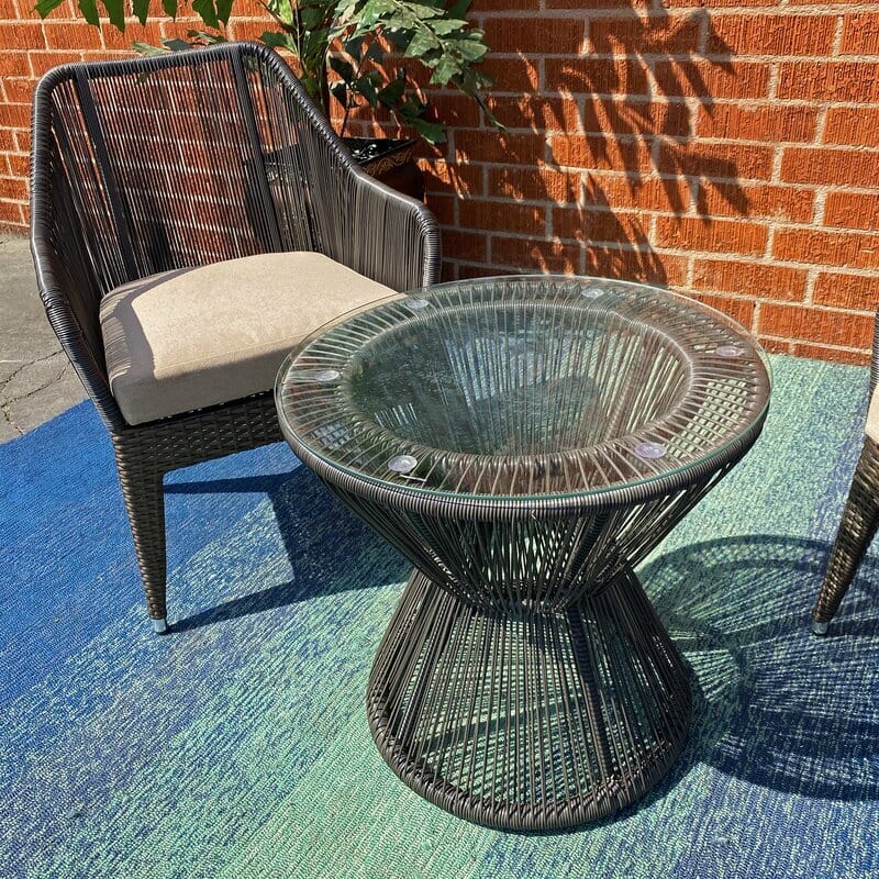 Dreamline Outdoor Garden/Balcony Patio Seating Set 1+2, 2 Chairs And Power Drum Shaped Table