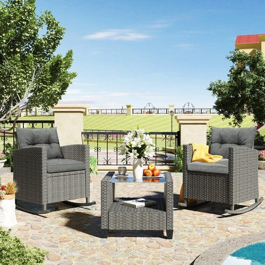 Dreamline Outdoor Garden/Balcony Patio Seating Set 1+2, 2 Chairs with Arm Rest And Table