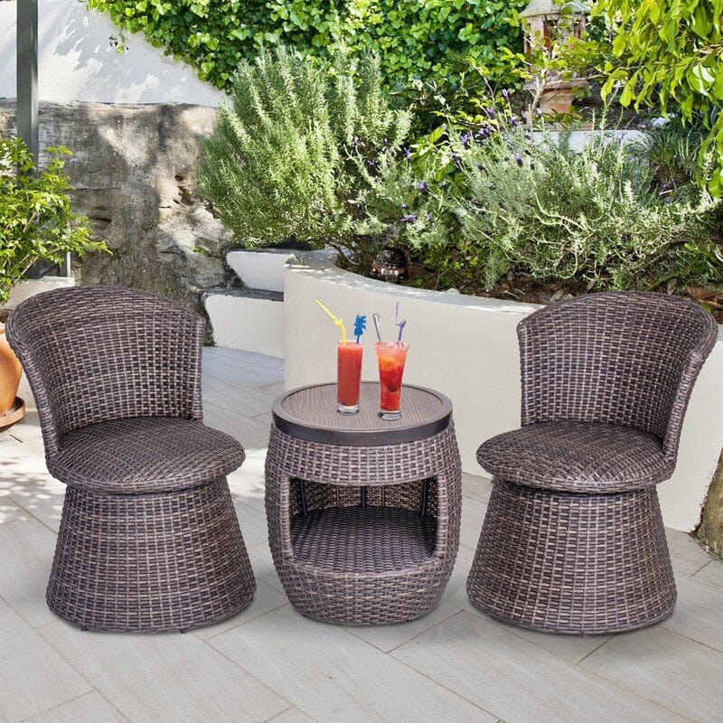 Dreamline Outdoor Garden/Balcony Patio Seating Set 1+2, 2 Chairs And 1 Table (Non-Breakable)