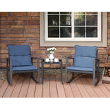 Dreamline Outdoor Garden/Balcony Patio Seating Set 1+2, 2 Rocking Style Chairs And Table Set (Black)