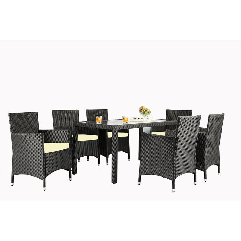 Dreamline Outdoor Garden Patio Dining Set 1+6, 6 Chairs And 1 Table Set (Black)
