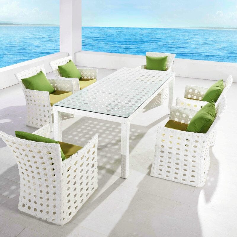 Dreamline Outdoor Garden Patio Dining Set 1+6 6 Chairs And 1 Table Set (White)