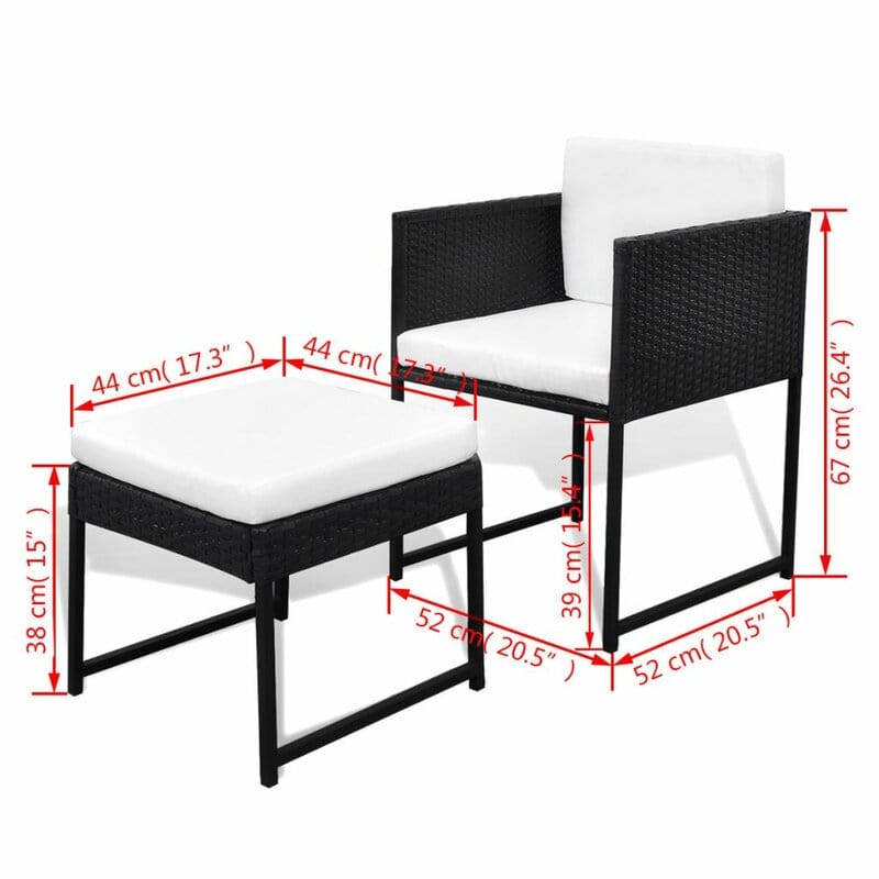 Dreamline Outdoor Garden Patio Dining Set - 6 Chairs, 4 Ottoman And 1 Table Set