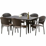 Dreamline Outdoor Garden Patio Dining Set 1+6, 6 Chairs And 1 Table Set (Brown)