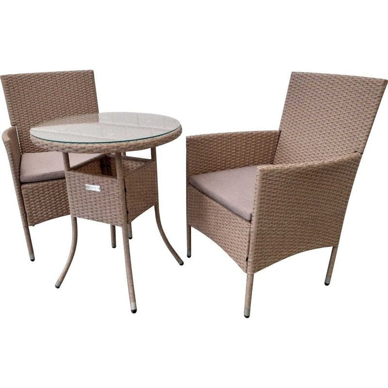 Dreamline Outdoor Garden/Balcony Patio Seating Set 1+2, 2 Chairs And 1 Table (Easy To Handle, Cream)
