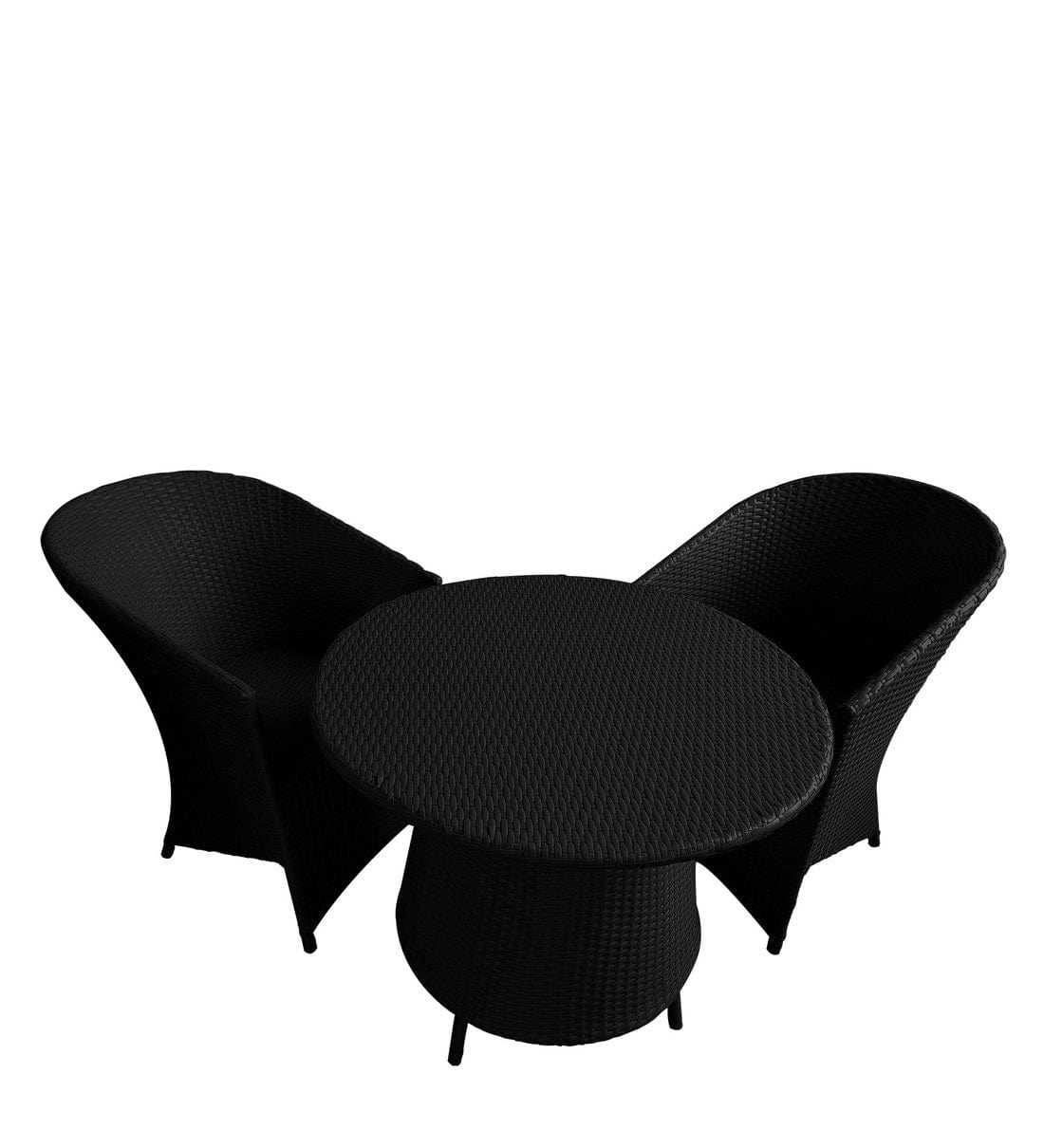 Dreamline Outdoor Garden/Balcony Patio Seating Set 1+2, 2 Chairs And 1 Round Shaped Table (Easy To Handle, Black)