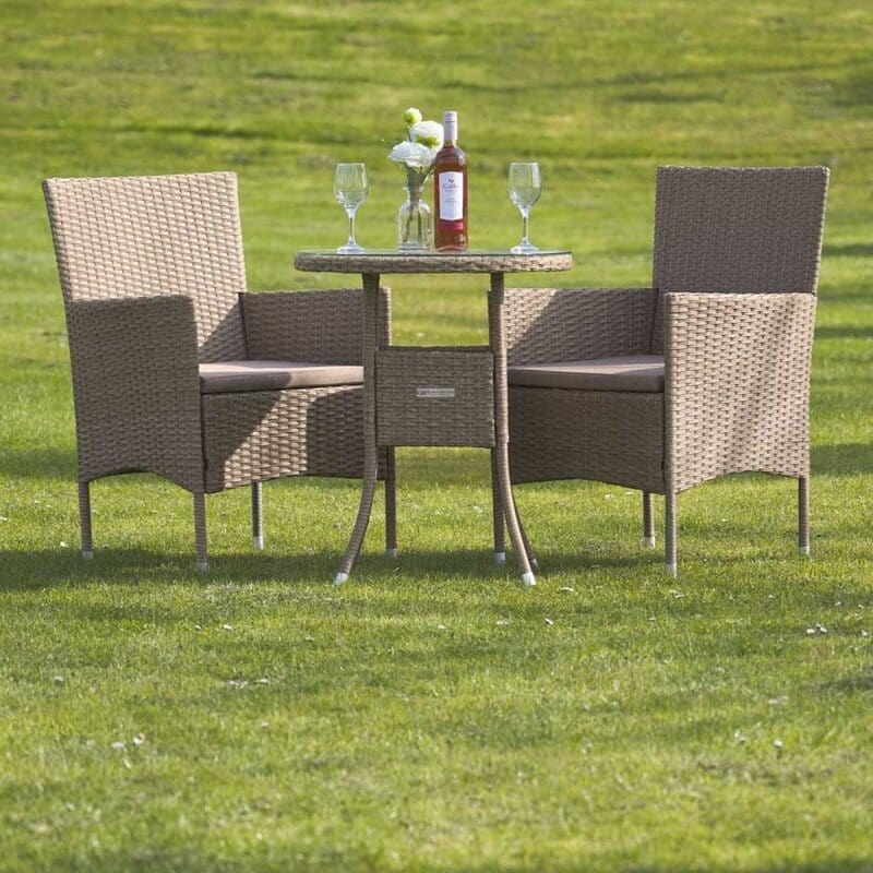 Dreamline Outdoor Garden/Balcony Patio Seating Set 1+2, 2 Chairs And 1 Table (Easy To Handle, Cream)