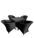 Dreamline Outdoor Garden/Balcony Patio Seating Set 1+4, 4 Chairs And 1 Square Shaped Table (Easy To Handle, Jet Black)