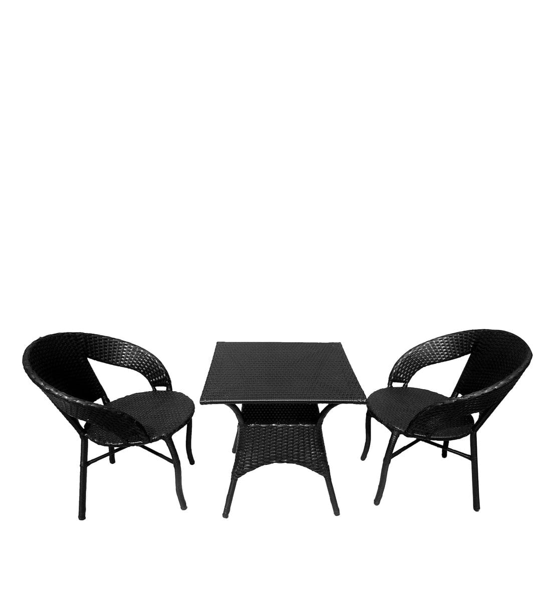 Dreamline Outdoor Furniture Garden Patio Coffee Table Set(1+2), 2 Chairs And Table Set (Black)
