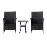 Dreamline Outdoor Garden/Balcony Patio Seating Set 1+2, 2 Chairs And 1 Table With Space Underneath (Easy To Handle, Black)