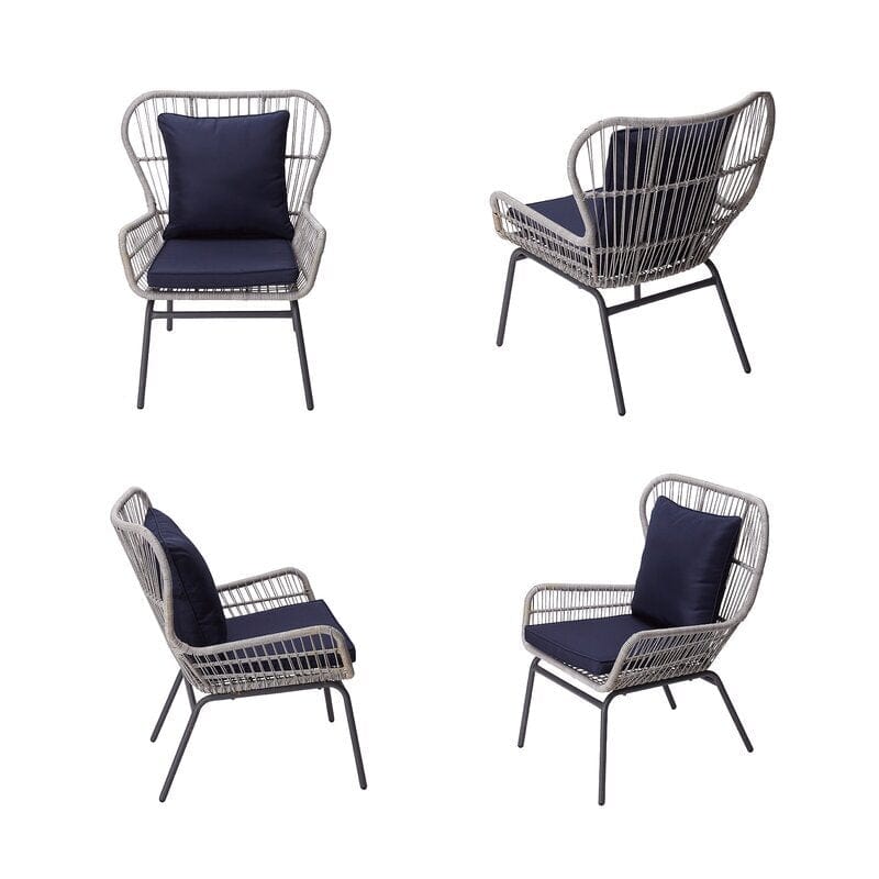 Dreamline Outdoor Garden/Balcony Patio Seating Set 1+2, 2 Chairs And 1 Table (Easy To Handle, Silver)