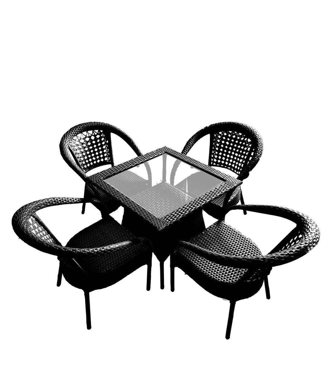 Dreamline Outdoor Furniture Garden Patio Coffee Table Set(1+4), 4 Chairs And Table Set (Black)