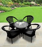 Dreamline Outdoor Coffee Table Set - 4 Chairs And Table Set (Black)