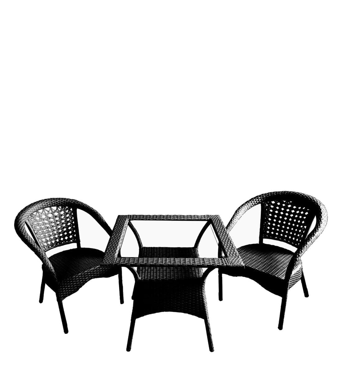 Dreamline Outdoor Coffee Table Set - 2 Chairs And Table Set (Black)