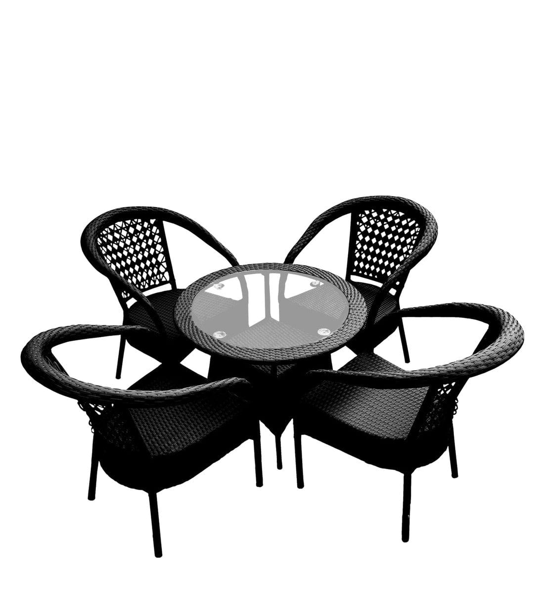 Dreamline Outdoor Coffee Table Set - 4 Chairs And Table Set (Black)