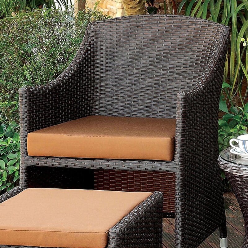 Dreamline Outdoor Garden/Balcony Patio Seating Set 1+2, 2 Chairs 2 Ottoman And Table (Brown)