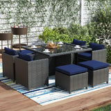 Dreamline Outdoor Garden Patio Dining Set - 4 Chairs, 4 Ottoman And 1 Table Set