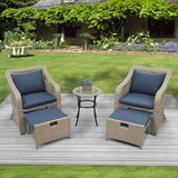 Dreamline Outdoor Garden/Balcony Patio Seating Set 1+2, 2 Chairs 2 Ottoman And Table