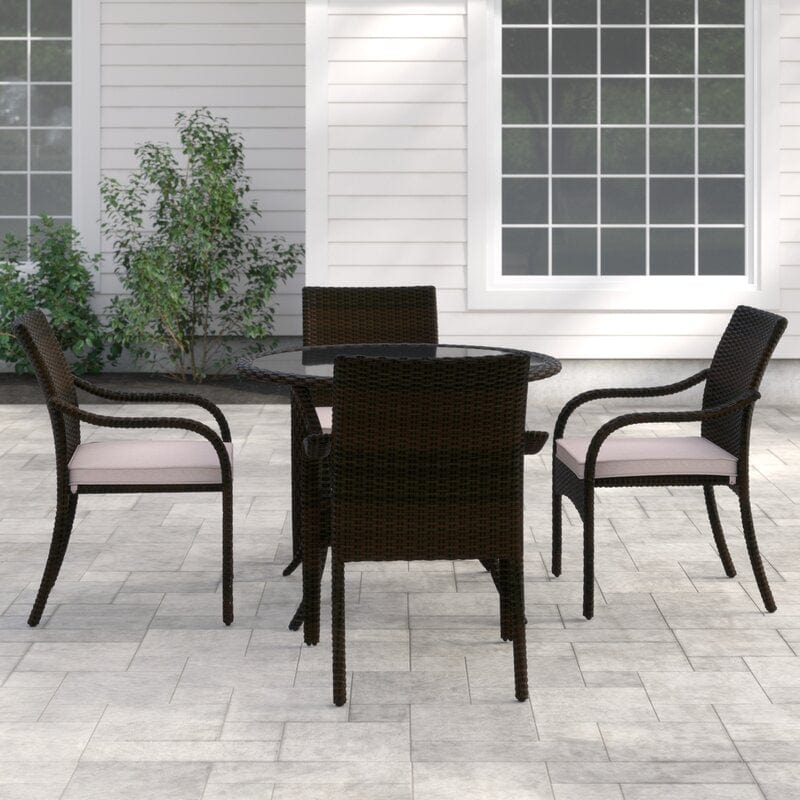 Dreamline Outdoor Garden Patio Dining Set 4 Chairs And 1 Table Set (Outdoor, Brown)