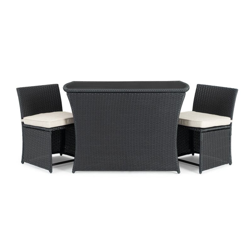 Dreamline Outdoor Garden/Balcony Patio Seating Set 1+2, 2 Chairs And 1 Oval Shaped Table (Easy To Handle, Black)