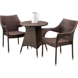Dreamline Outdoor Garden/Balcony Patio Seating Set 1+2, 2 Chairs And 1 Table (Lightweight, Dark Brown)