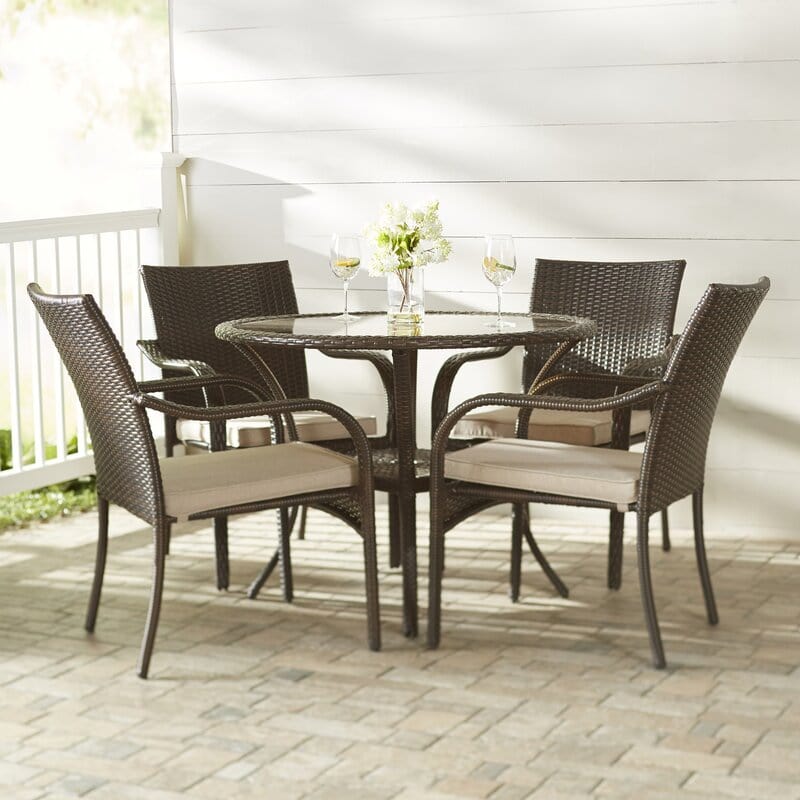 Dreamline Outdoor Garden Patio Dining Set 4 Chairs And 1 Table Set (Outdoor, Brown)