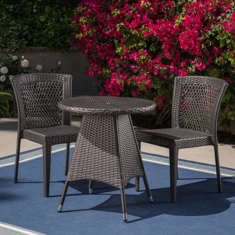 Dreamline Outdoor Garden/Balcony Patio Seating Set 1+2, 2 Chairs And 1 Table (Eco-Friendly, Black)