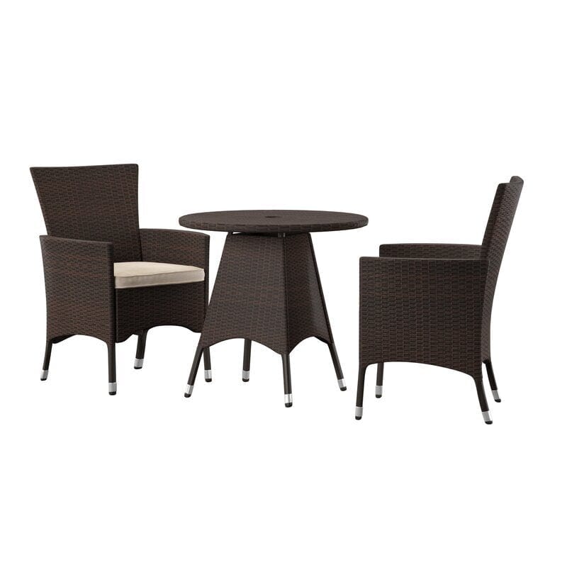 Dreamline Outdoor Garden/Balcony Patio Seating Set 1+2, 2 Chairs And 1 Table (Eco-Friendly, Dark Brown)