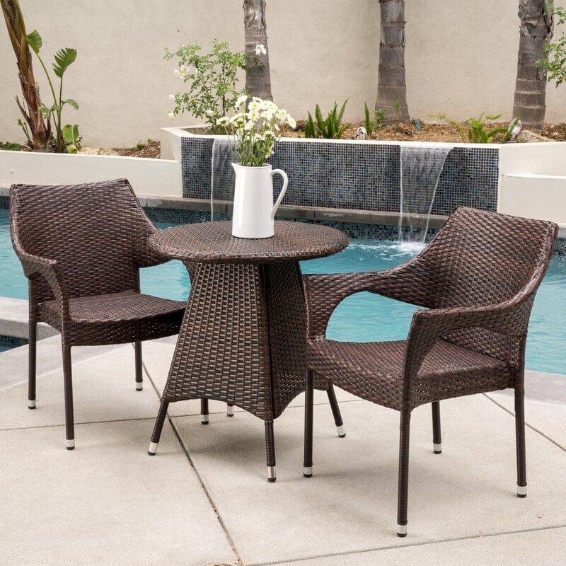 Dreamline Outdoor Garden/Balcony Patio Seating Set 1+2, 2 Chairs And 1 Table (Lightweight, Dark Brown)