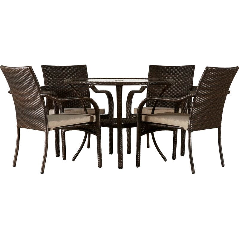 Dreamline Outdoor Garden Patio Dining Set 4 Chairs And 1 Table Set (Outdoor, Brown)