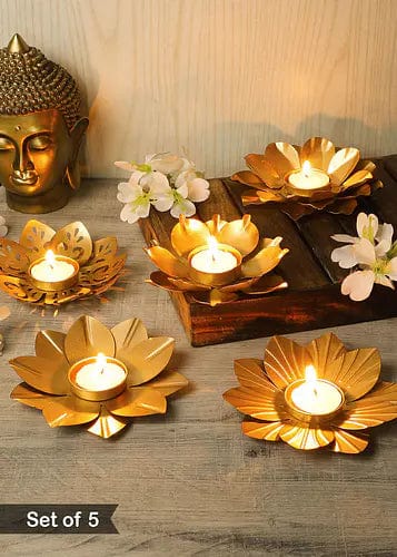 Amaya Decors Flower Shape Tealight Holders (Set of 5)