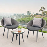 Dreamline Outdoor Garden/Balcony Patio Seating Set 1+2, 2 Round Shaped Chairs And Small Table (Easy To Handle, Brown)