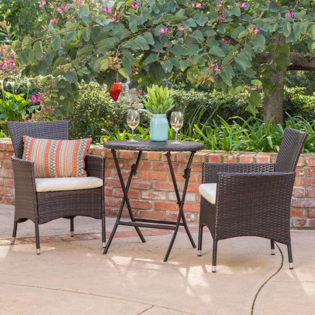 Dreamline Outdoor Garden/Balcony Patio Seating Set 1+2, 2 Chairs And 1 Round Table (Easy To Handle, Brown)