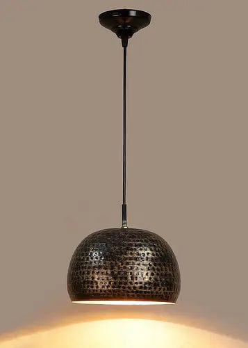 Amaya Decors Hanging Hammered Lamp (Black & Gold)