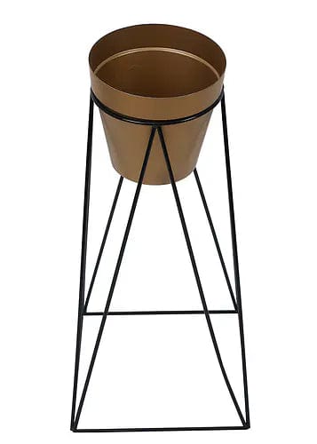 Amaya Decors Pot Shape Planter (Gold) with Wide Stand - Set of 2