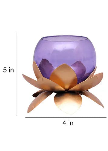 Amaya Decors Lotus Shaped GlassTealight Holders (Set of 2)