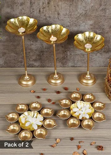 Amaya Decors Urli Diya & Flower Foil - Set of 5 (Detachable)