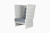 Dreamline Outdoor Garden/Balcony Patio Seating Set 1+2, 2 Chairs And 1 Small Muddi Style Table (Easy To Handle, White)
