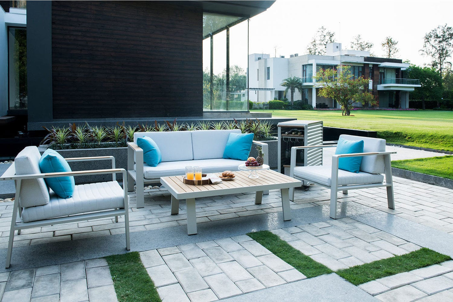Dreamline Outdoor Garden Balcony Sofa Set (2 Seater , 2 Single Seater And 1 Center Table Set, White)