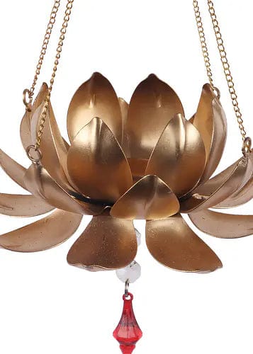 Amaya Decors Lotus Shaped Hanging Tealight Holder With Beads