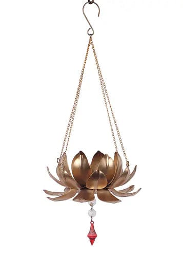 Amaya Decors Lotus Shaped Hanging Tealight Holder With Beads