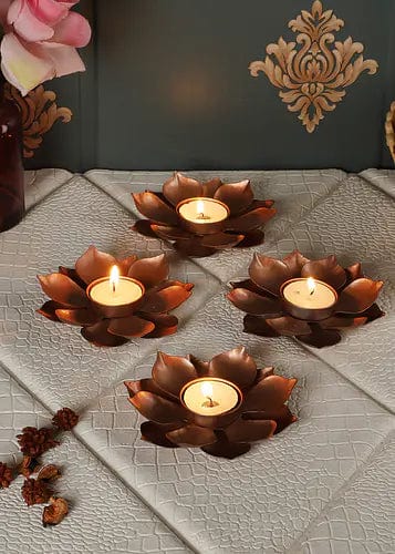 Amaya Decors Lotus Copper Diya -Set of 4